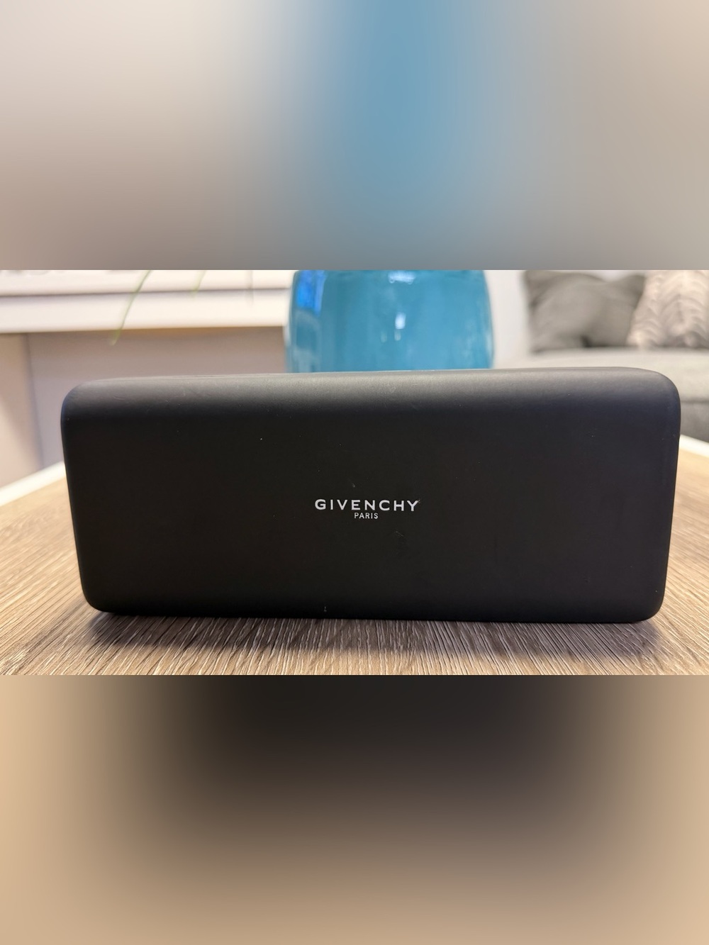 Givenchy Paris Black Hard Sunglasses Glasses Case Rectangular Clam Shell